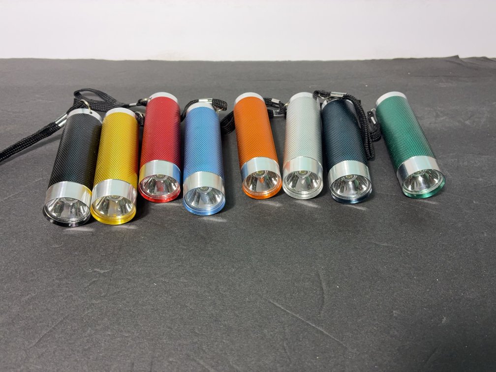 8 Assorted LED Flashlights, Mixed Colors