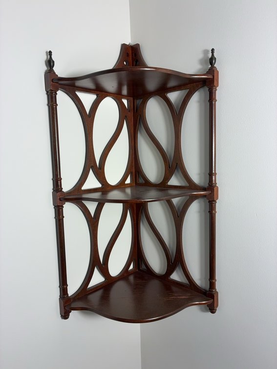 Wood Corner Wall Shelf, 3 Tier, 24 x 9.5 Inches