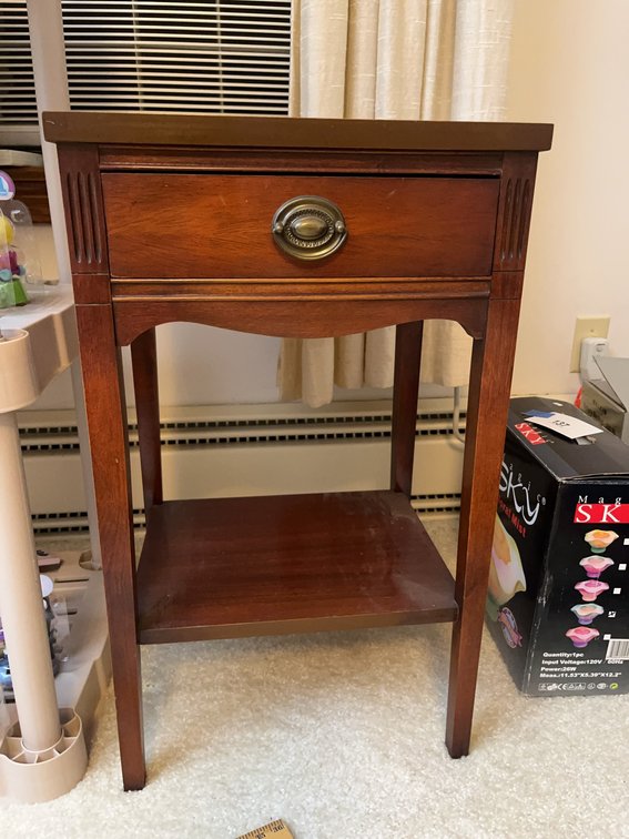 Vintage Wood End Table with Drawer and Shelf