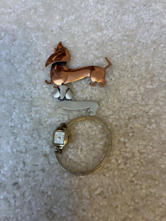 Hamilton Ladies Watch With Dog Brooches Lot