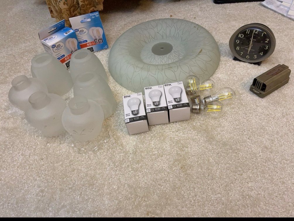 Lighting Lot With Bulbs and Glass Shades