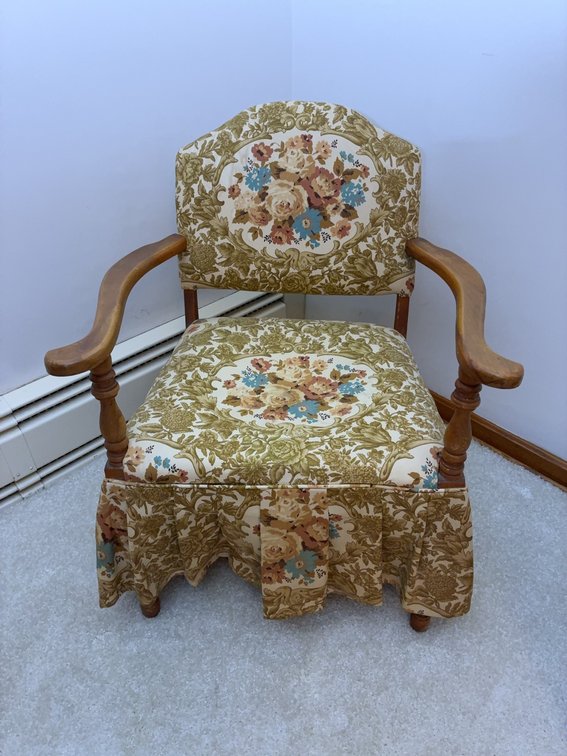 Upholstered Wood Armchair, SAM Chicago Maker Mark