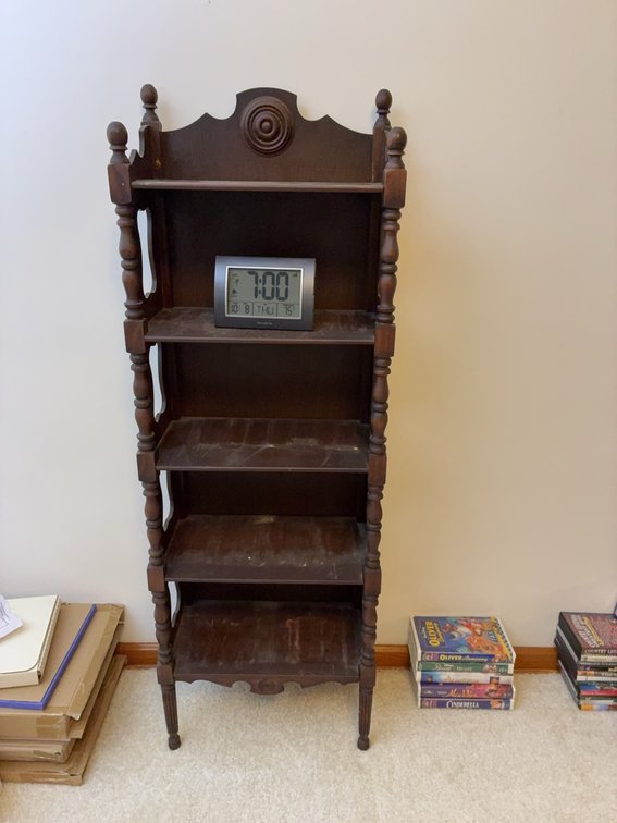 Dark Wood Four-Shelf Etagere, 10x18x50 Inches