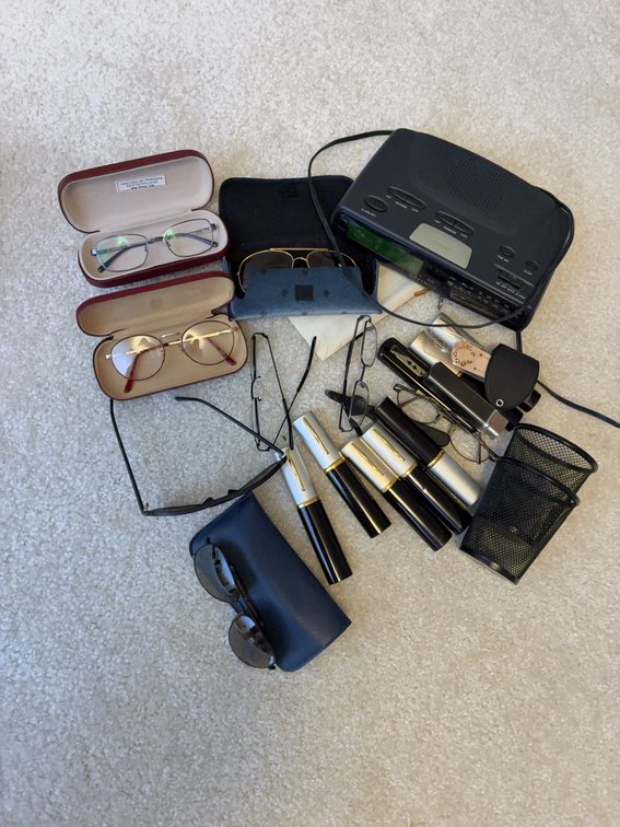 Eyeglasses, Pen Cases, Optimus CR-320 Radio