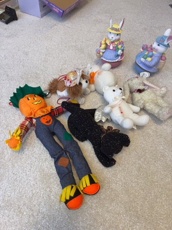 Plush And Ceramic Bunny Figurines Lot