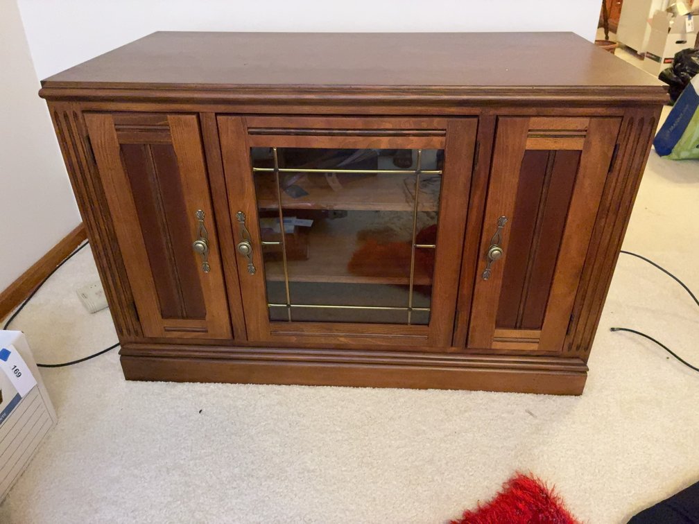 Wood Cabinet With Shelves and Glass Door 46x24.5x30