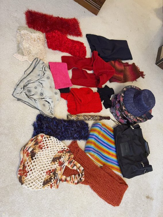 Scarves, Bags, Hats, and Gloves