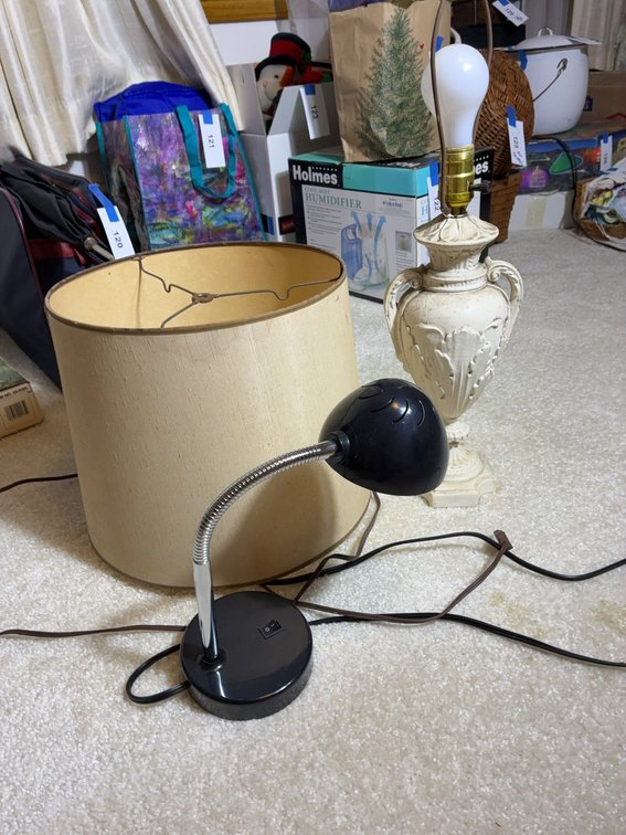 Table Lamp Pair: Ceramic Urn & LED Desk Lamp