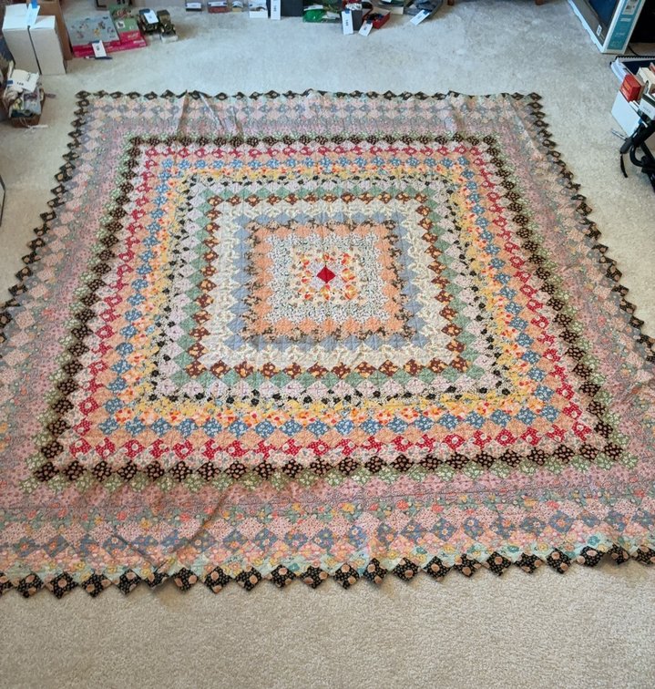 Handmade Patchwork Quilt 98 x 84 Floral Squares