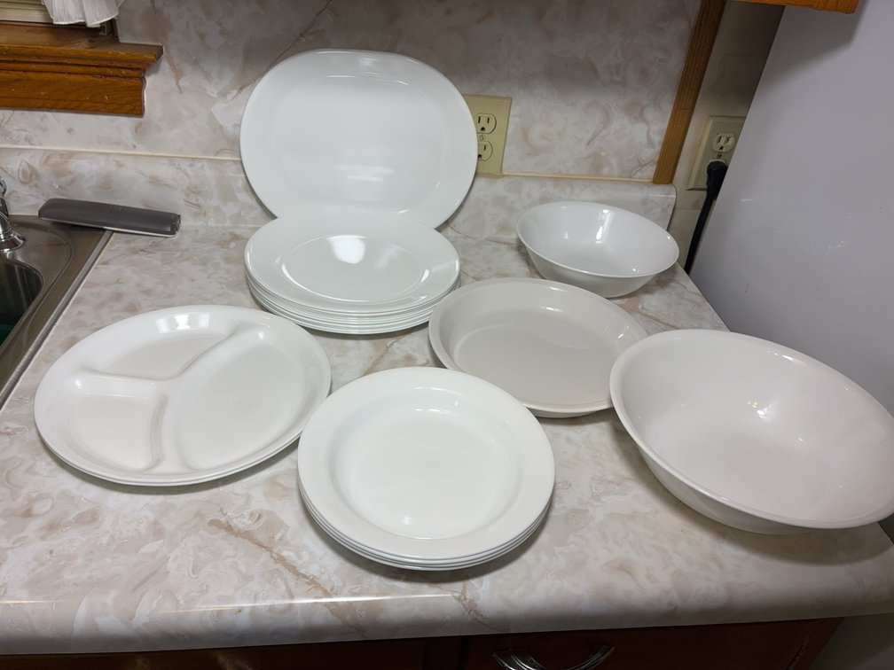 Corelle by Corning White Dinnerware Lot, 19 Pieces