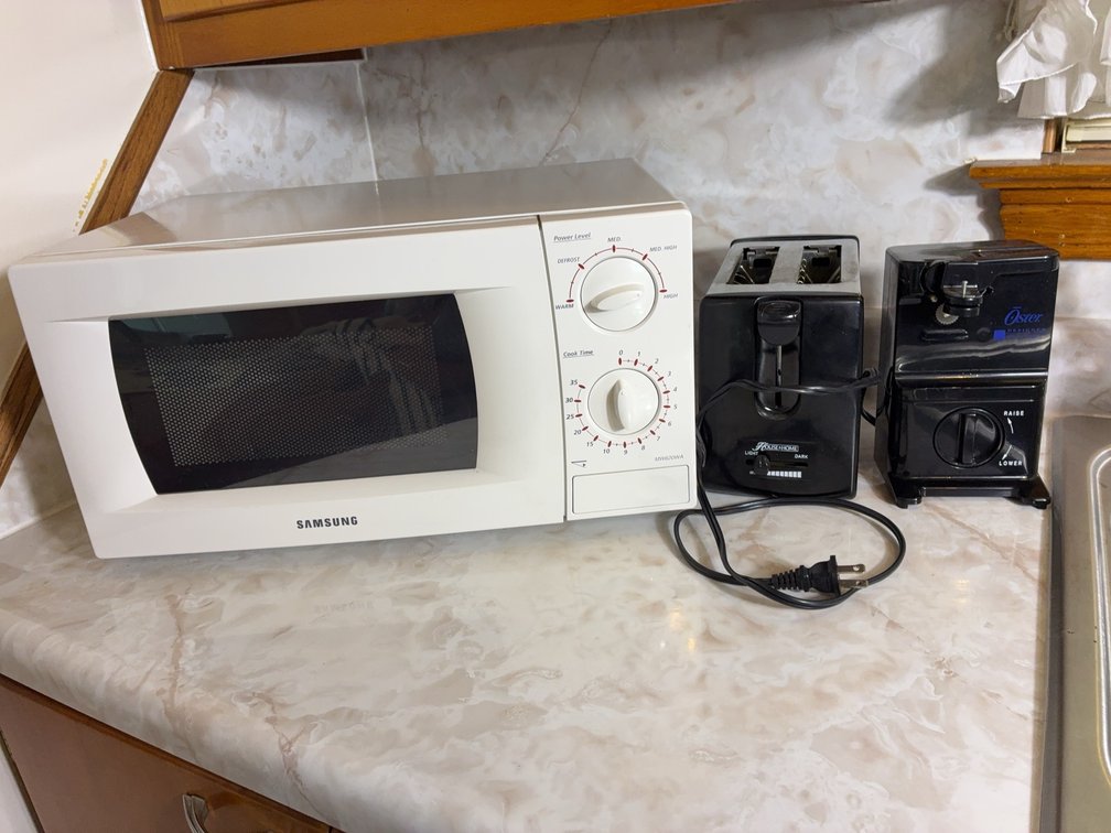 Samsung Microwave, Toaster, Oster Coffee Grinder