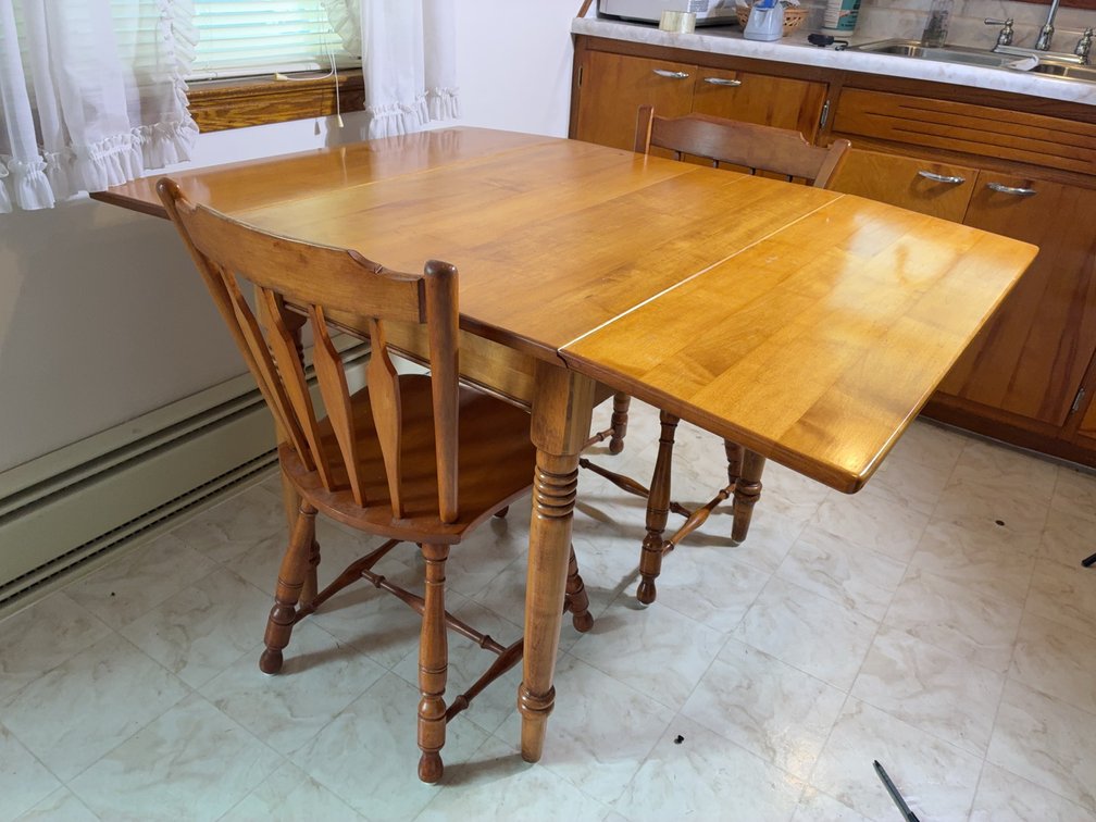 Rectangular Wood Table With (2) Chairs, 51" x 36"
