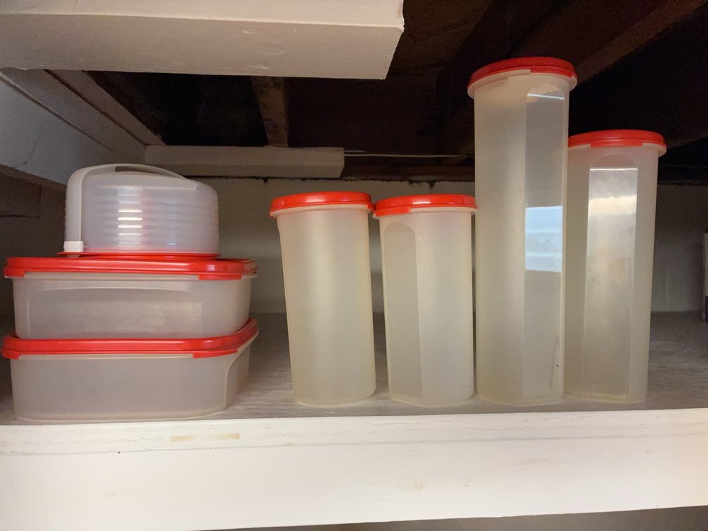 Tupperware Red Lid Storage and Pitcher Set