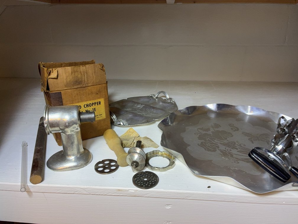 Aluminum Food Chopper, Hand Mixer, Silverlook Tray