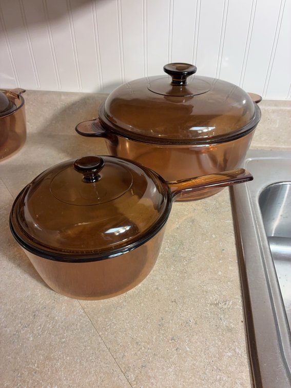 Corning Visions Amber Pots 4.5L & 1.5L with Lids