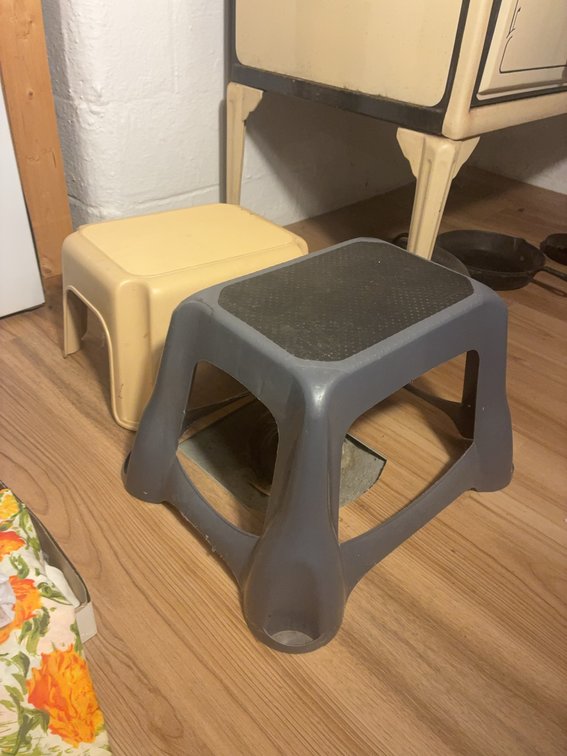 Pair Plastic Step Stools Gray and Tan