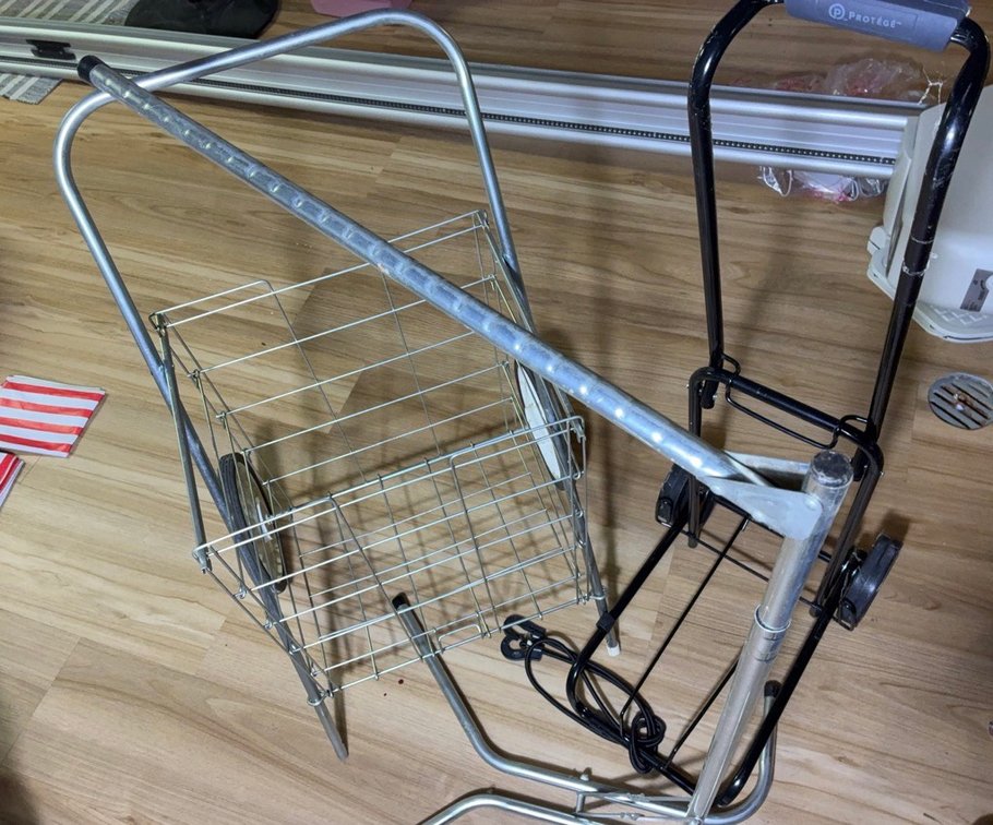 Two Utility Carts With Wheels and Wire Basket