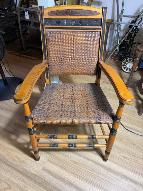 Woven Cane Seat Rocking Chair with Crest Rail