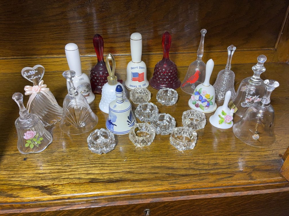 Decorative Glass and Porcelain Bells Lot
