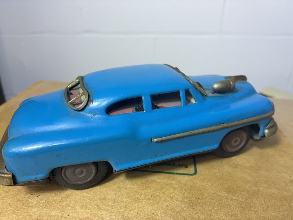 Blue Tin Friction Toy Car, Japan-Made