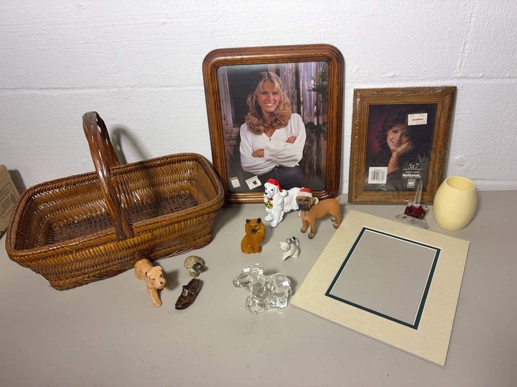 Basket, Animal Figurines, Frames
