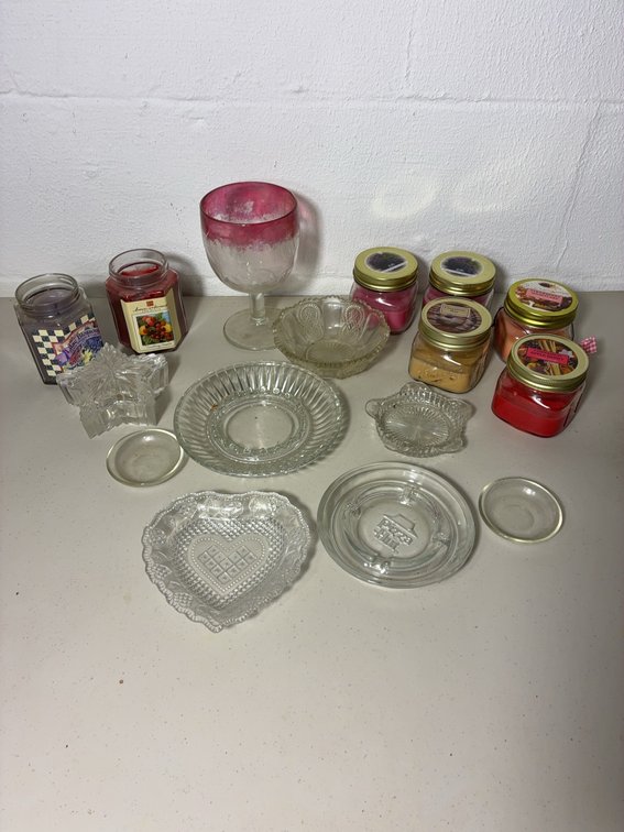 Glassware and Scented Candle Jars Lot