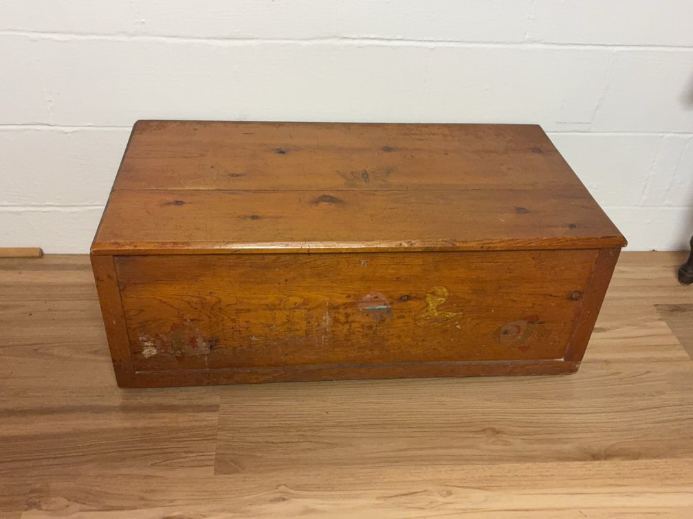 Wooden Chest With Hand-Drawn Animal Designs