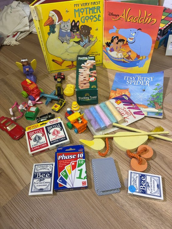 Lot: Books, Toys, Playing Cards, Figures