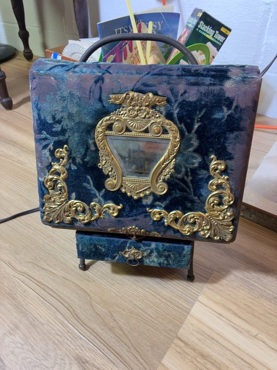 Velvet Photo Album With Ornate Mirror Stand