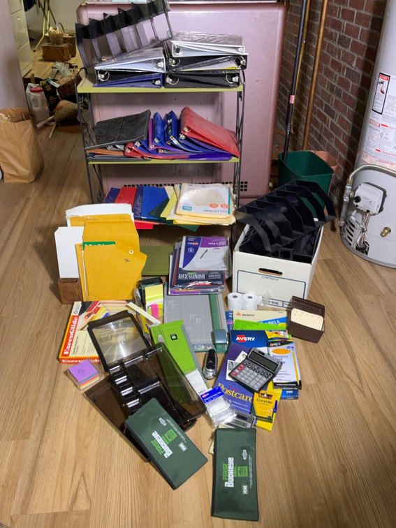 Large Office Supply Lot, Binders, Folders, Tools