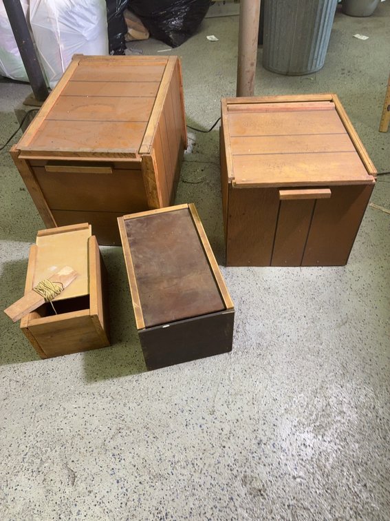 Four Wooden Storage Boxes With Lids