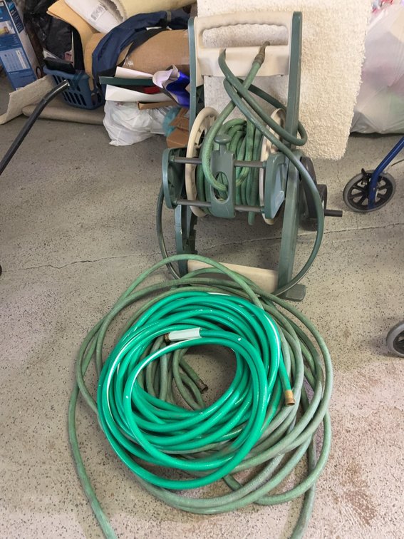 Garden Hose Reel Cart With Two Hoses