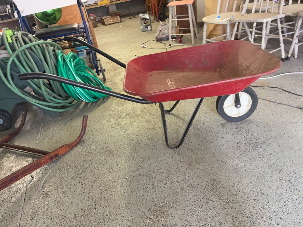 True Temper Red Steel Wheelbarrow