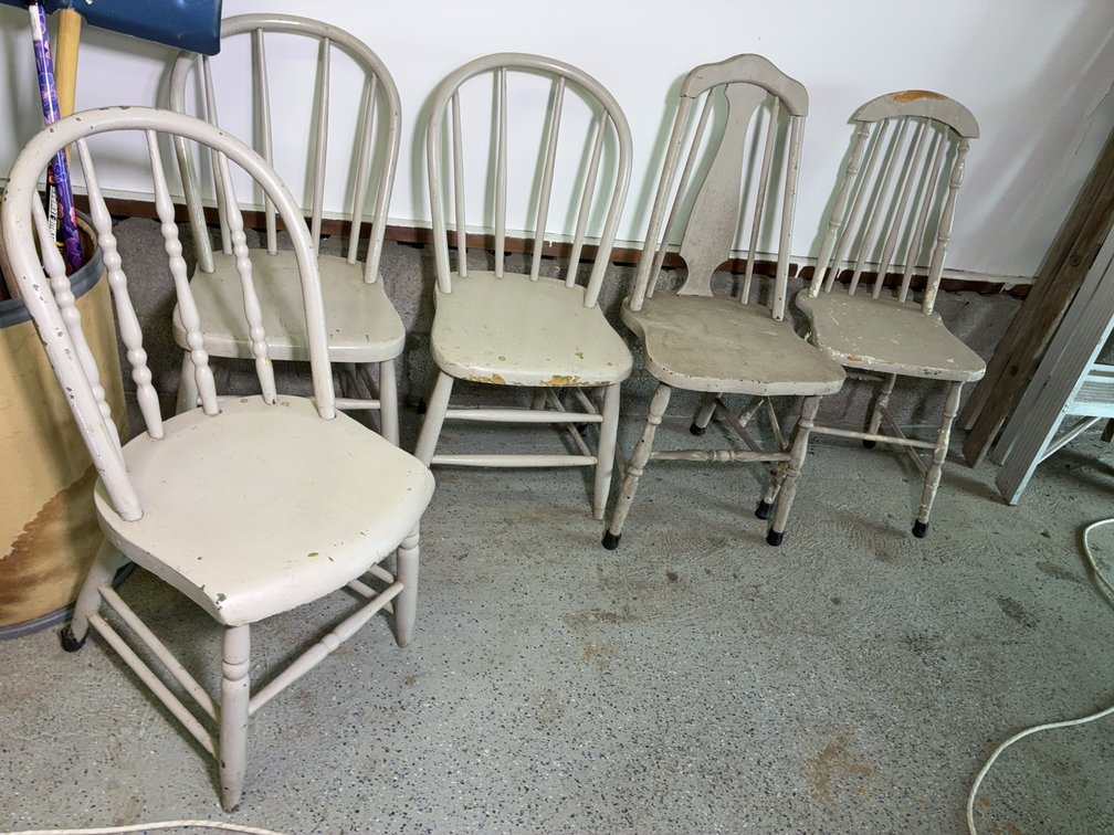 5 Mixed Wooden Dining Chairs, Painted