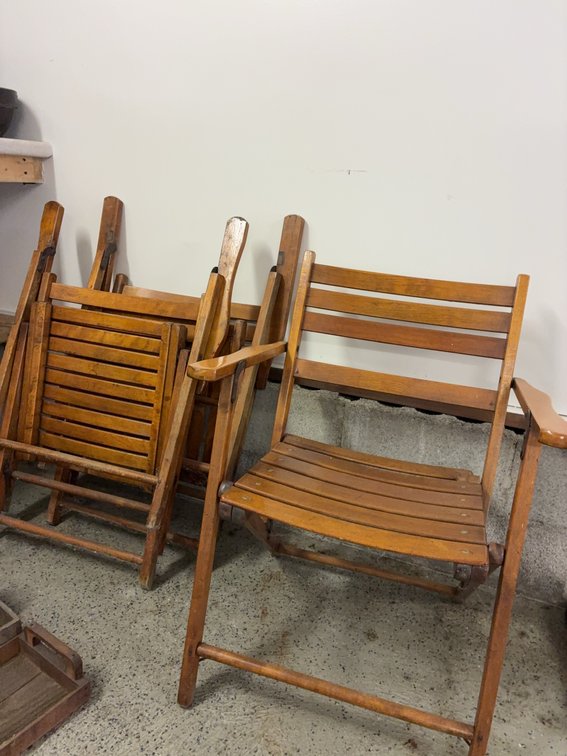 Wooden Slat Folding Chairs with Arms