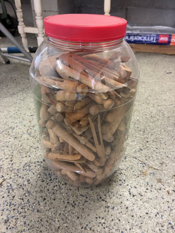 Jar of Wooden Clothespins Assorted Styles
