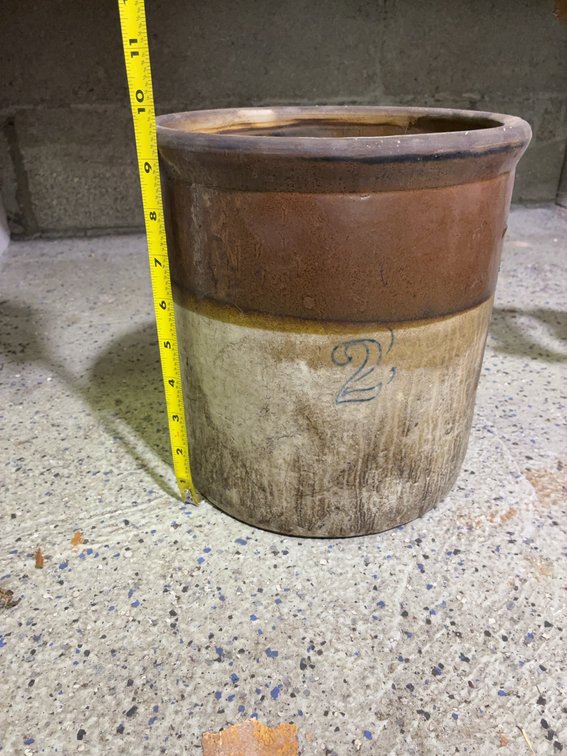 Stoneware Crock 2 Gallon Brown Glazed Jar