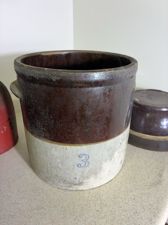 3-Gallon Brown and Gray Stoneware Crock
