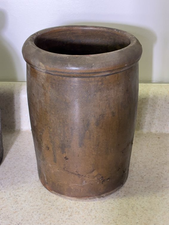 Stoneware Crock Brown Glaze 9 Inch Tall