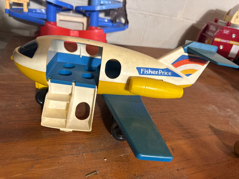 Fisher-Price Vintage Toy Airplane Blue Wing