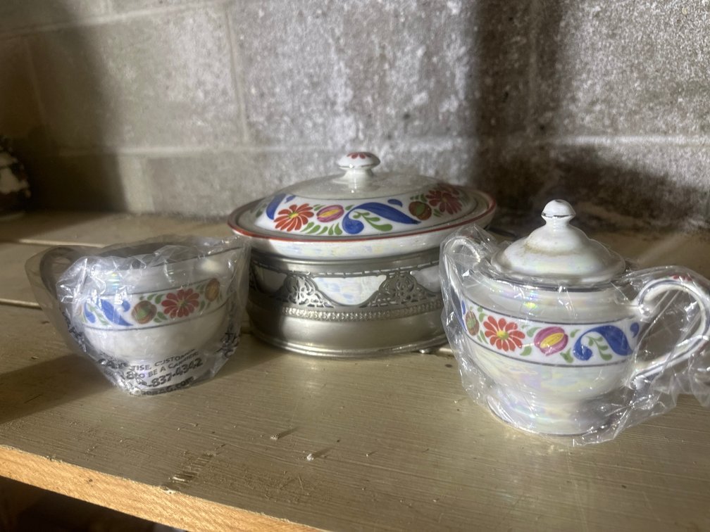 Crown Ducal England Creamer, Sugar, and Covered Dish