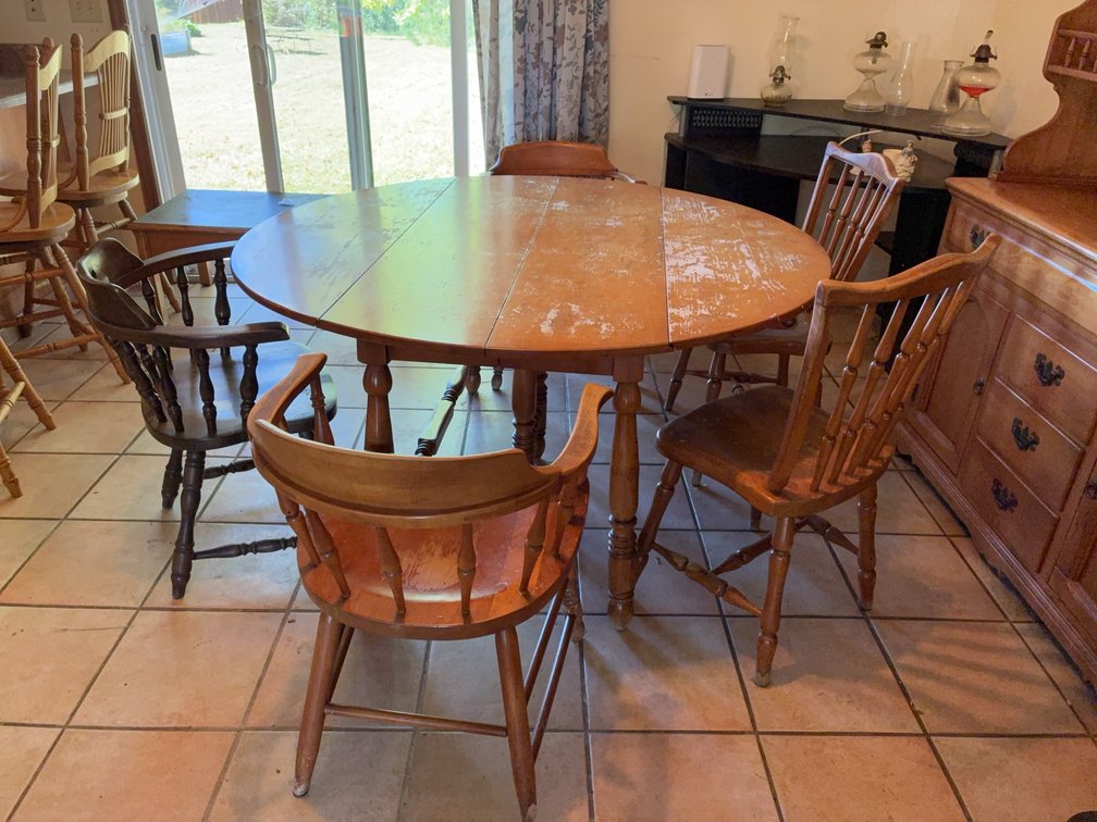 Wood Dining Table with (5) Chairs, 44x23x19