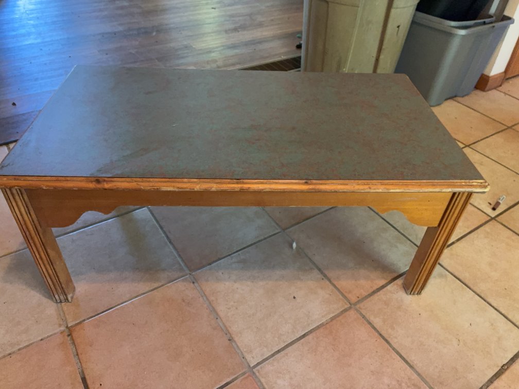 Wood Coffee Table With Laminate Top, 44x23x19 in