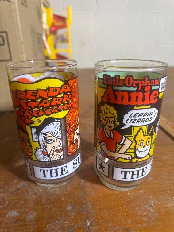 Sunday Funnies Collector Glasses Set of 2