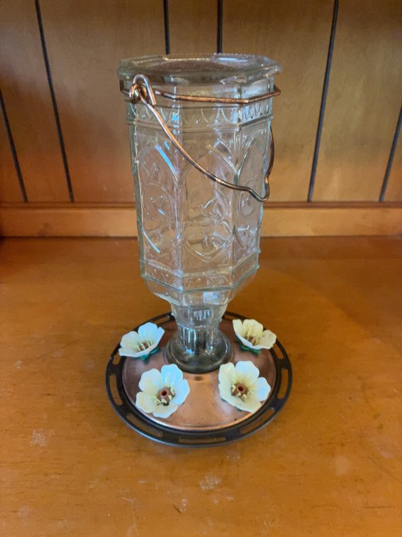 Pressed Glass Vase With Metal Handle, Floral Base
