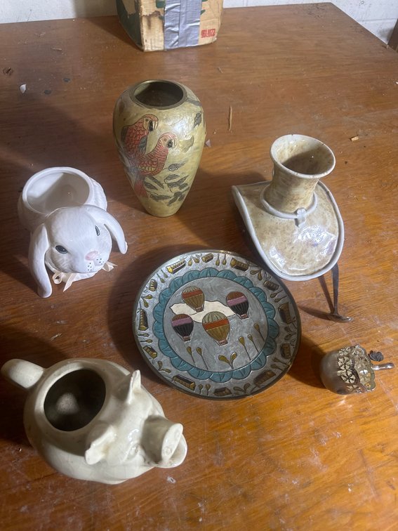 Decorative Pottery, Brass Vase, Mixed Objects Group