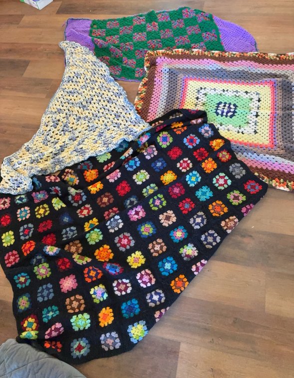 4 Handmade Crochet Afghan Blankets