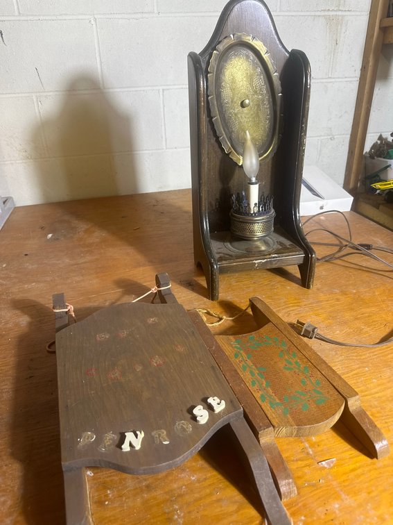 Wood Lamp and Two Decorative Sleds