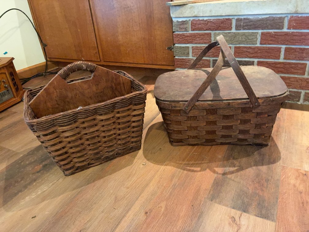 Woven Wood Baskets With Lids and Handles
