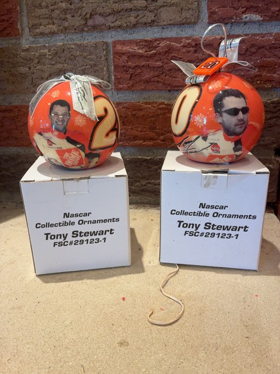 Tony Stewart NASCAR Collectible Ornaments Pair